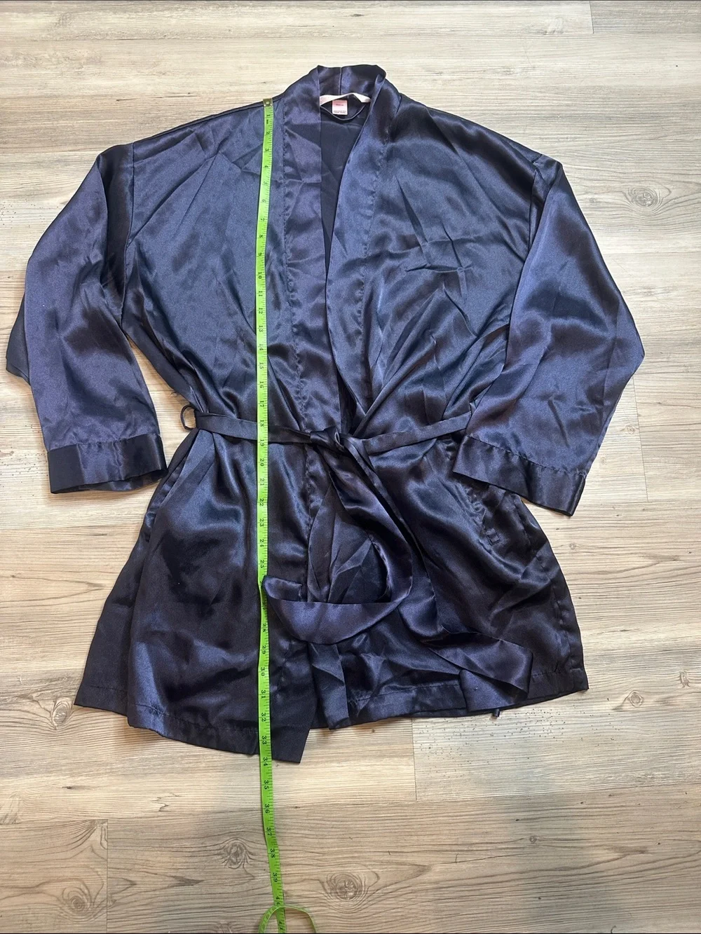 GUC Victoria's Secret Navy Satin Robe-Style Shirt Jacket, OS